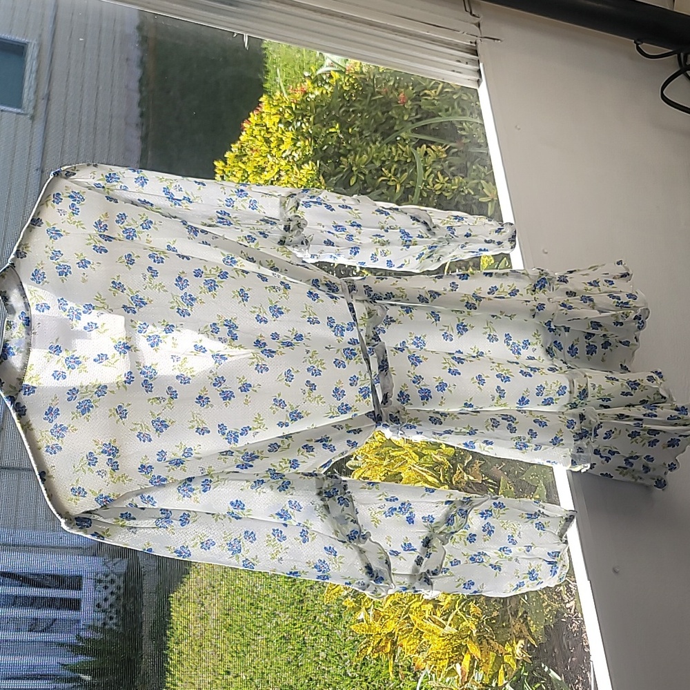 Skylar + Madison Women's Large Ditsy Floral Flowy Boho Top Mini Dress Ruffle - Picture 5 of 10